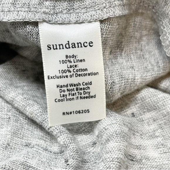 SUNDANCE CATALOG Women’s Gray Linen Crochet Lace Detail JUSTINE Tee Sz Petite S - Picture 8 of 8